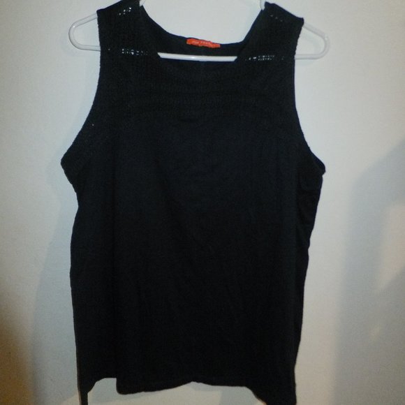 Joe Fresh + Women's L Navy Tank Blouse with Crochet Detail GUC - Picture 2 of 11